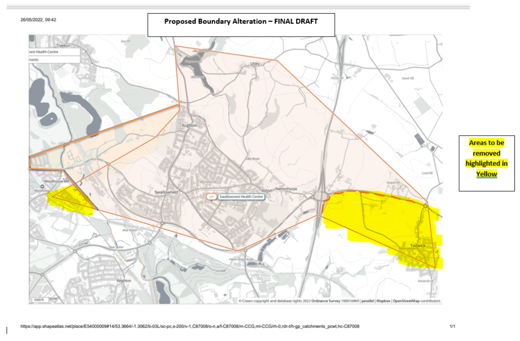 Practice Boundary Change 19/06/2023 Swallownest Health Centre