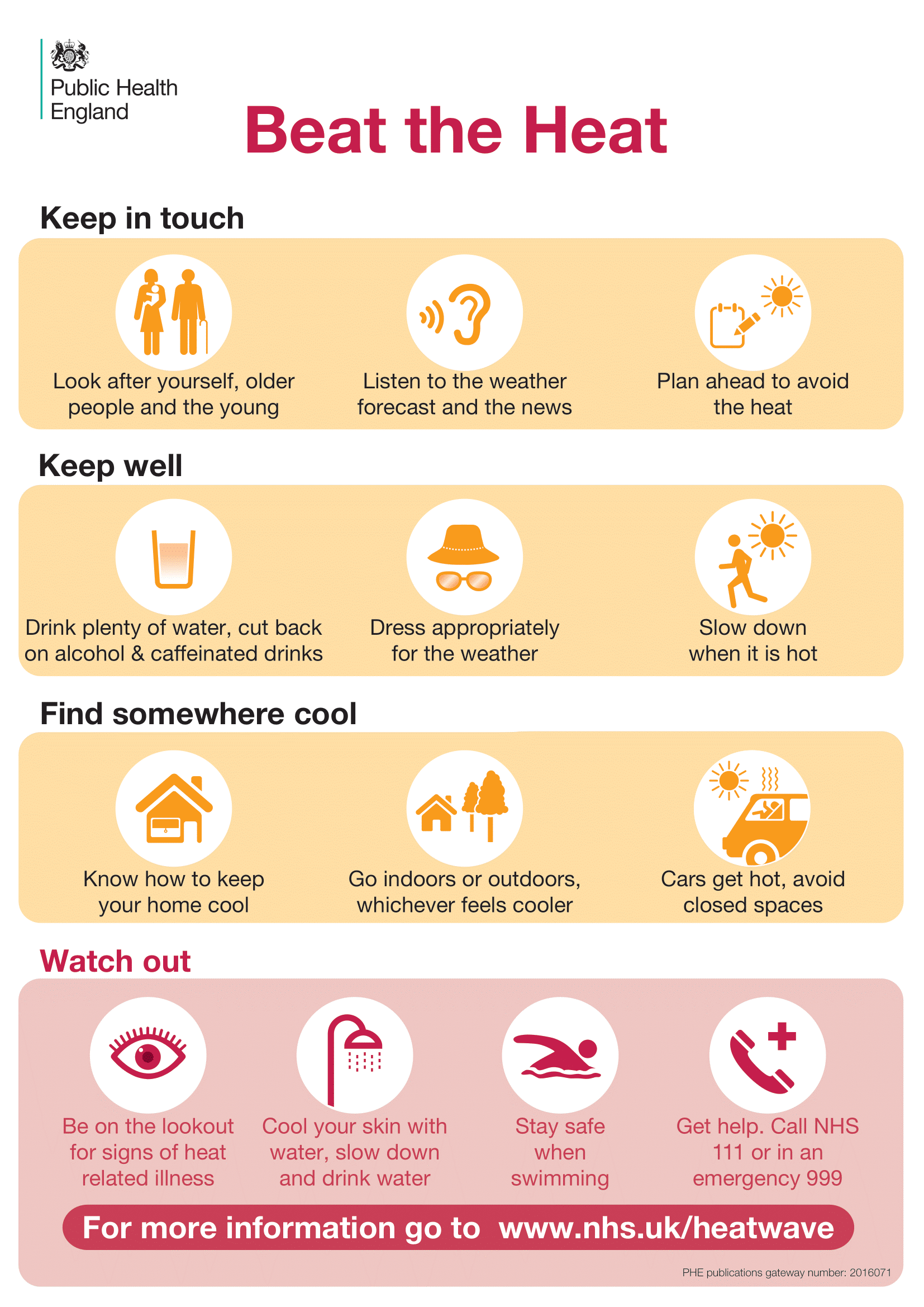 guidance on keeping cool in warm weather